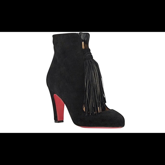 NWT LOUBOUTIN SUEDE TASSEL FRINGE BOOTS/ Booties. - Picture 5 of 8